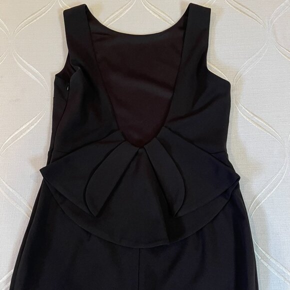 Long black dress evening graduation low back bow back detail sleeveless size L - Picture 9 of 11